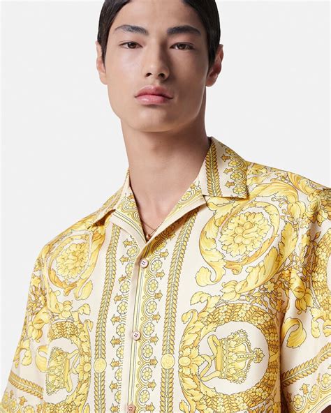 Barocco Silk Shirt Yellow,Print 